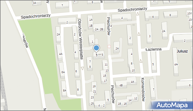 Sosnowiec, Obrońców Westerplatte, 5, mapa Sosnowca