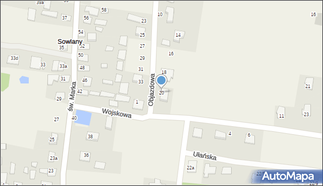Sowlany, Objazdowa, 20, mapa Sowlany