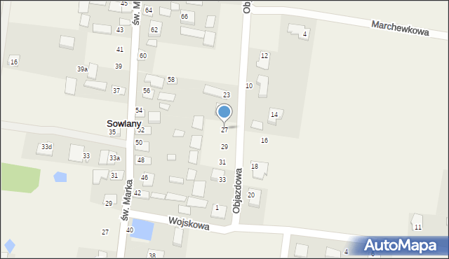 Sowlany, Objazdowa, 27, mapa Sowlany