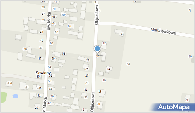 Sowlany, Objazdowa, 10, mapa Sowlany