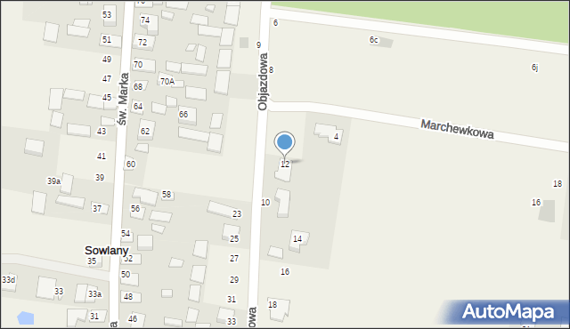Sowlany, Objazdowa, 12, mapa Sowlany
