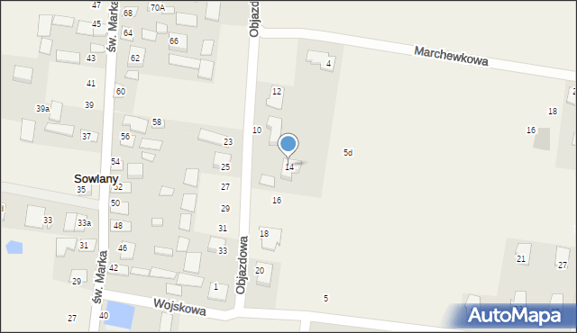 Sowlany, Objazdowa, 14, mapa Sowlany
