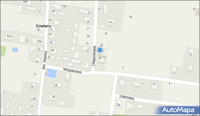 Sowlany, Objazdowa, 20, mapa Sowlany