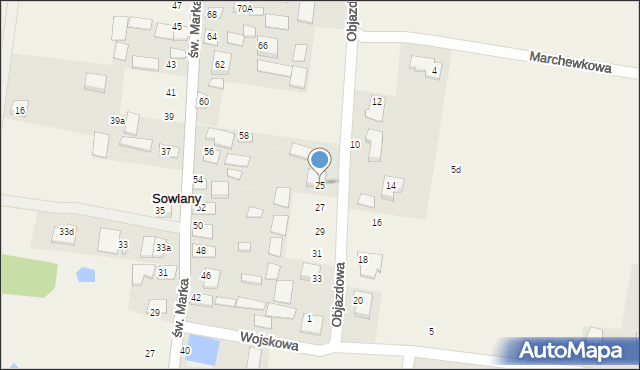 Sowlany, Objazdowa, 25, mapa Sowlany