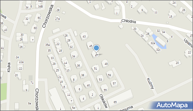 Szczecin, Obłoków, 47, mapa Szczecina