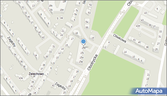 Szczecin, Obotrycka, 15b, mapa Szczecina