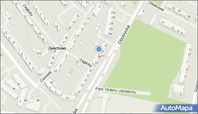 Szczecin, Obotrycka, 18, mapa Szczecina