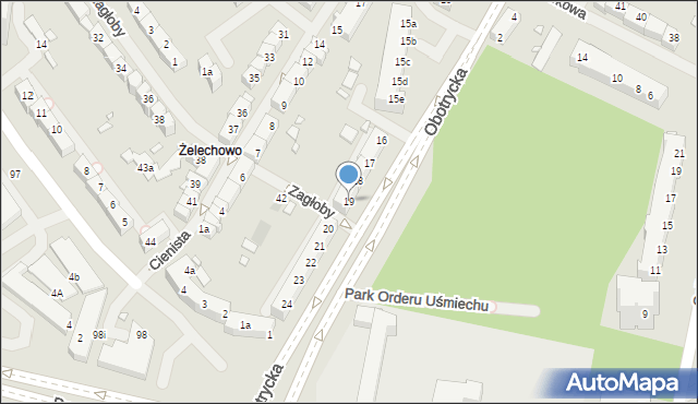 Szczecin, Obotrycka, 19, mapa Szczecina