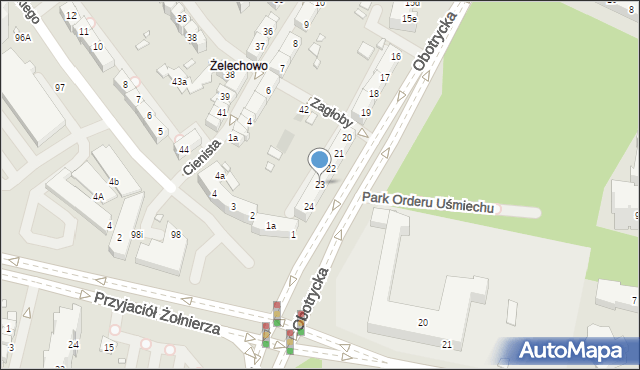 Szczecin, Obotrycka, 23, mapa Szczecina