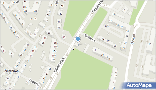 Szczecin, Obotrycka, 3, mapa Szczecina