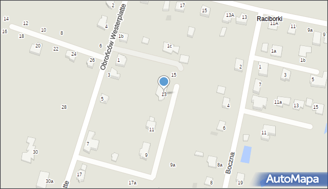 Szczecinek, Obrońców Westerplatte, 13, mapa Szczecinek