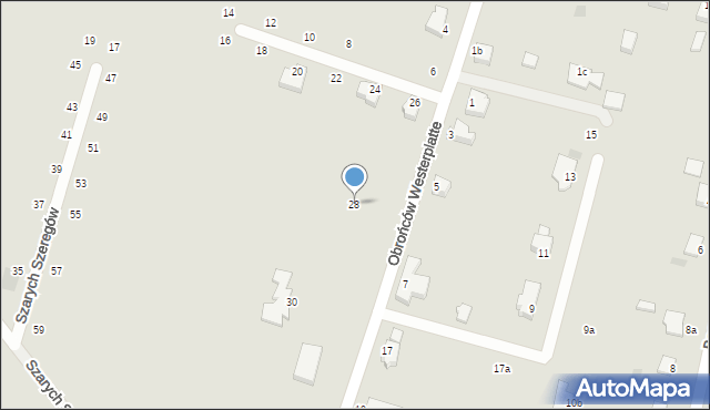 Szczecinek, Obrońców Westerplatte, 28, mapa Szczecinek