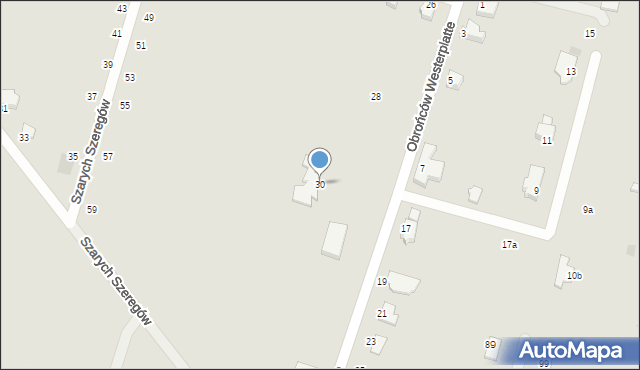 Szczecinek, Obrońców Westerplatte, 30, mapa Szczecinek