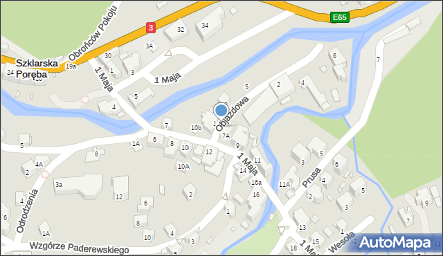 Szklarska Poręba, Objazdowa, 1a, mapa Szklarska Poręba