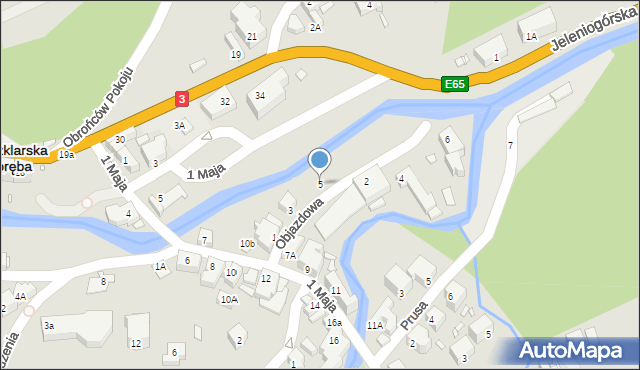 Szklarska Poręba, Objazdowa, 5, mapa Szklarska Poręba