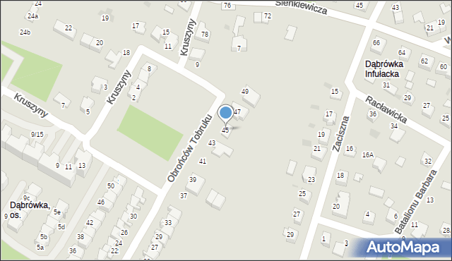 Tarnów, Obrońców Tobruku, 45, mapa Tarnów