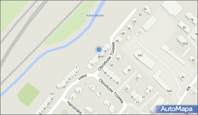 Tczew, Obrońców Tczewa, 15, mapa Tczew