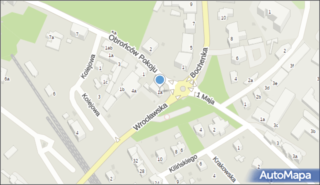 Trzebnica, Obrońców Pokoju, 1a, mapa Trzebnica