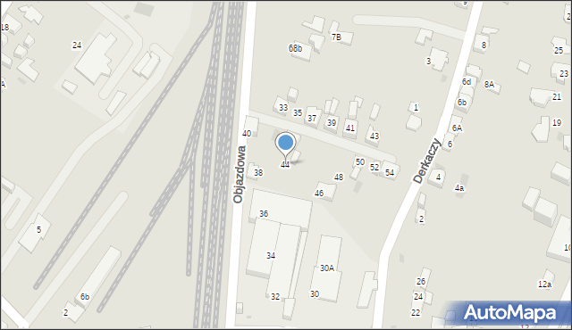 Tychy, Objazdowa, 44, mapa Tychów