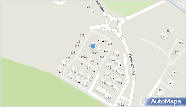 Tychy, Obywatelska, 106a, mapa Tychów