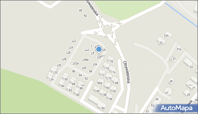 Tychy, Obywatelska, 110, mapa Tychów