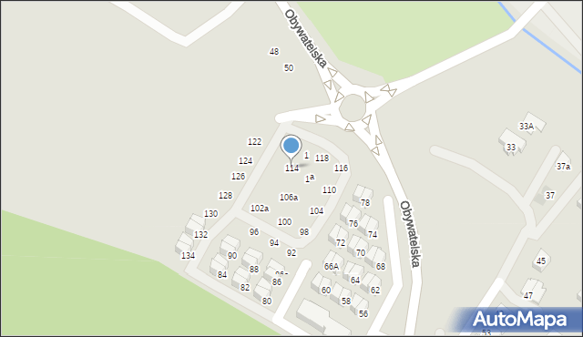 Tychy, Obywatelska, 114, mapa Tychów