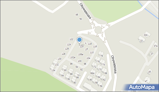 Tychy, Obywatelska, 114a, mapa Tychów