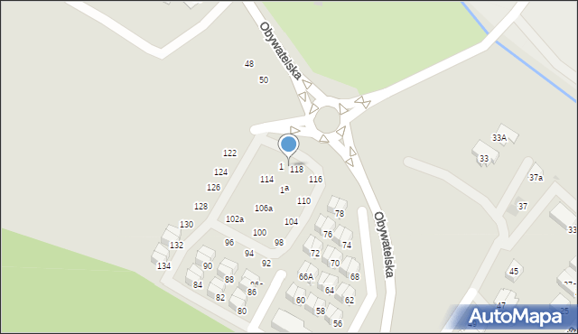 Tychy, Obywatelska, 118a, mapa Tychów