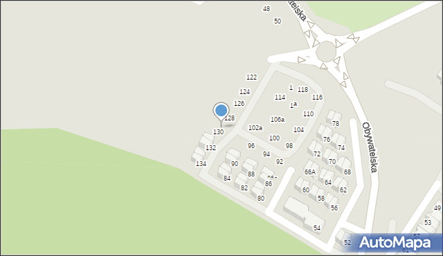 Tychy, Obywatelska, 130a, mapa Tychów