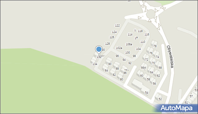 Tychy, Obywatelska, 132, mapa Tychów