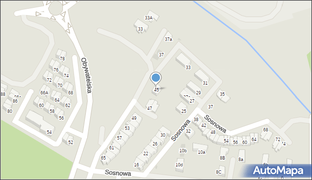 Tychy, Obywatelska, 45, mapa Tychów