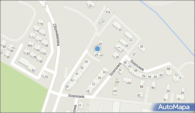 Tychy, Obywatelska, 47a, mapa Tychów