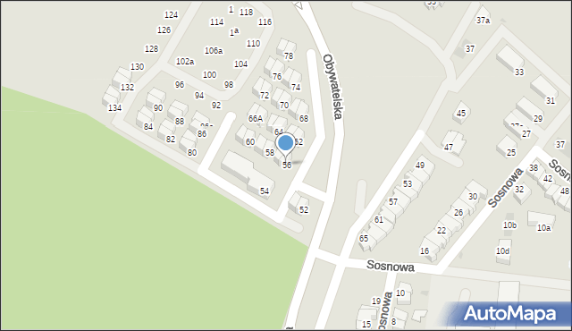 Tychy, Obywatelska, 56, mapa Tychów