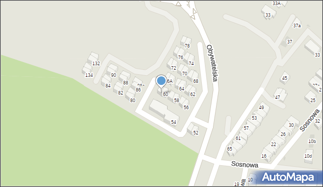 Tychy, Obywatelska, 60a, mapa Tychów