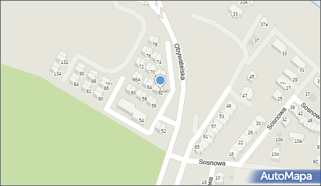 Tychy, Obywatelska, 62, mapa Tychów