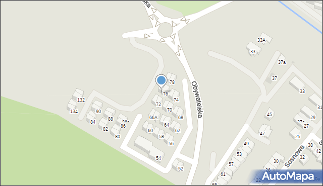Tychy, Obywatelska, 76a, mapa Tychów