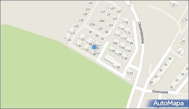 Tychy, Obywatelska, 80, mapa Tychów