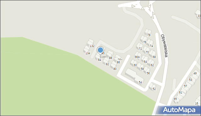Tychy, Obywatelska, 84a, mapa Tychów