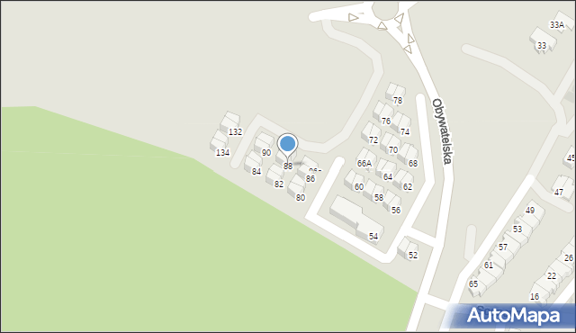 Tychy, Obywatelska, 88, mapa Tychów