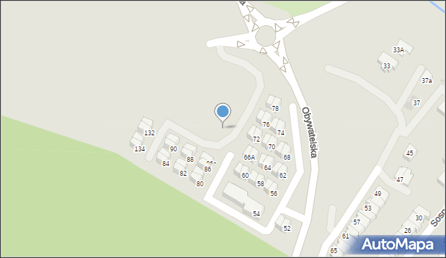 Tychy, Obywatelska, 98a, mapa Tychów