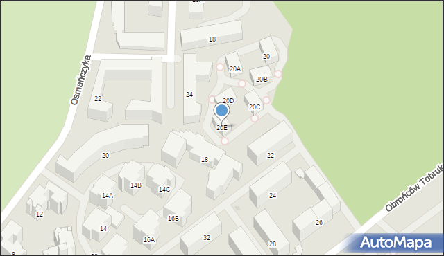 Warszawa, Obrońców Tobruku, 20E, mapa Warszawy