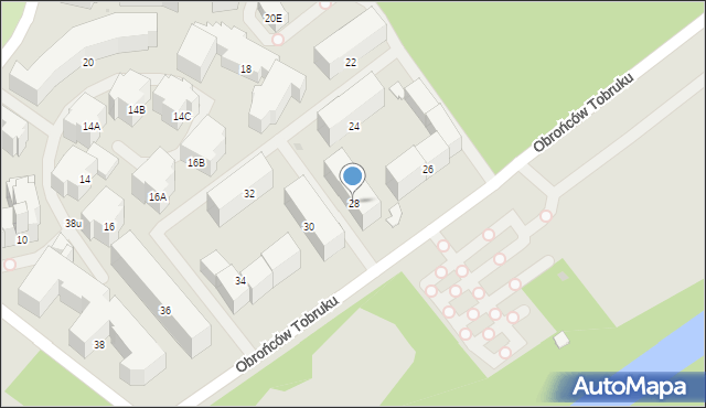 Warszawa, Obrońców Tobruku, 28, mapa Warszawy