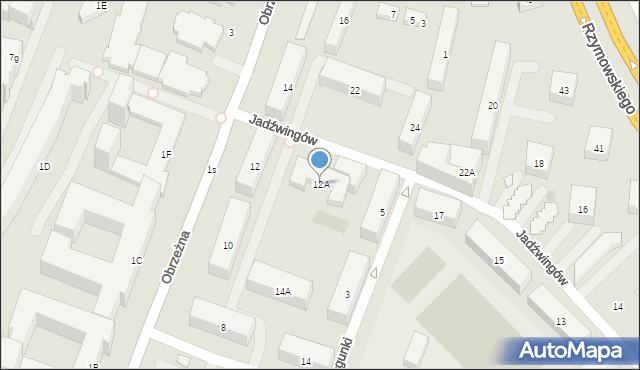 Warszawa, Obrzeżna, 12A, mapa Warszawy