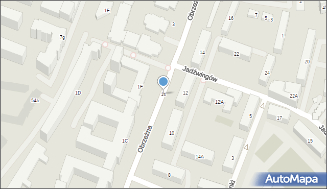 Warszawa, Obrzeżna, 1s, mapa Warszawy