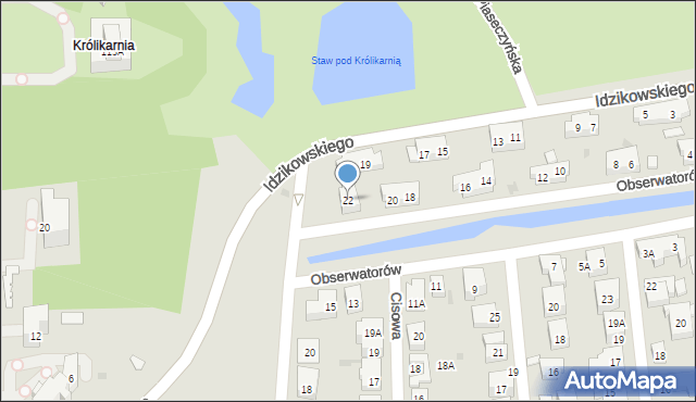 Warszawa, Obserwatorów, 22, mapa Warszawy