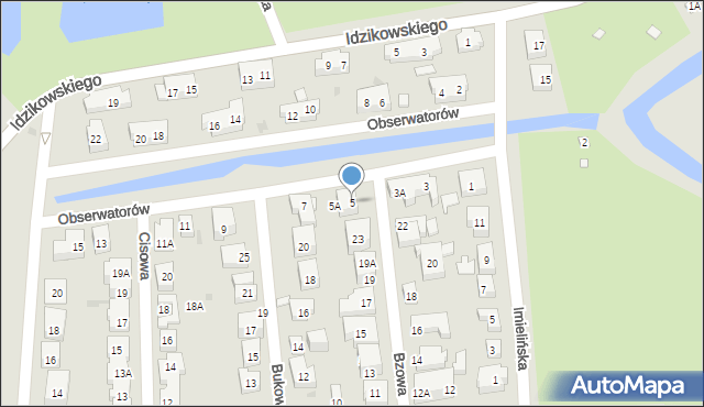 Warszawa, Obserwatorów, 5, mapa Warszawy