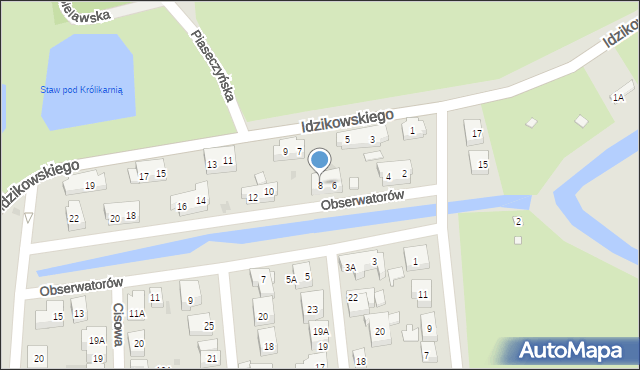 Warszawa, Obserwatorów, 8, mapa Warszawy