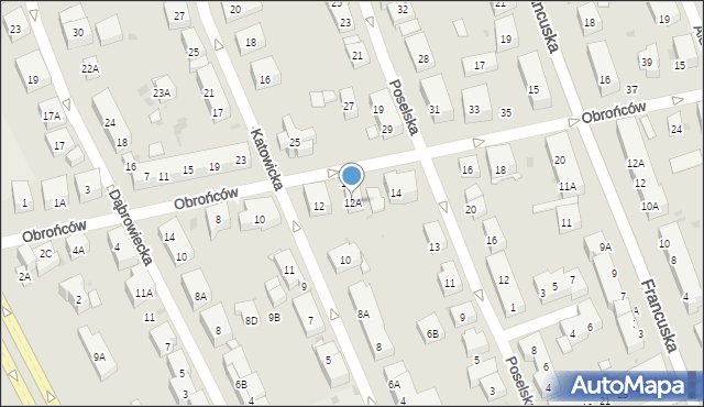 Warszawa, Obrońców, 12A, mapa Warszawy