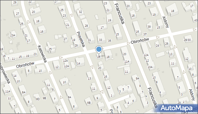 Warszawa, Obrońców, 16, mapa Warszawy