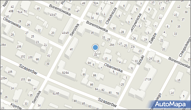 Warszawa, Obarowska, 12, mapa Warszawy